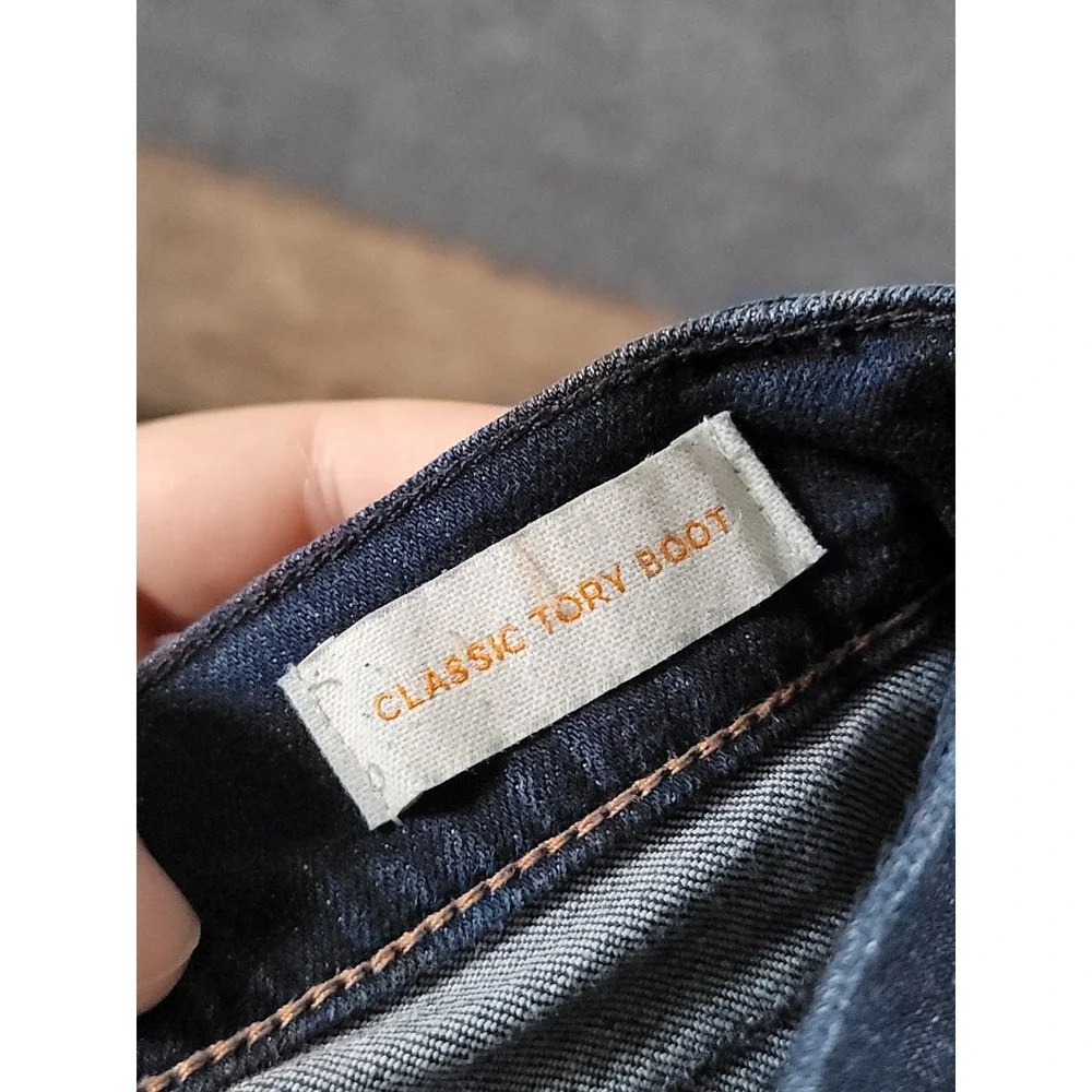 Tory Burch Jeans Womens 27 (Fits 29) Bootcut Denim Logo Back Pockets Dark Wash